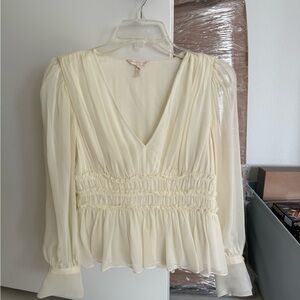 Rebecca Taylor Cream Ruched Blouse